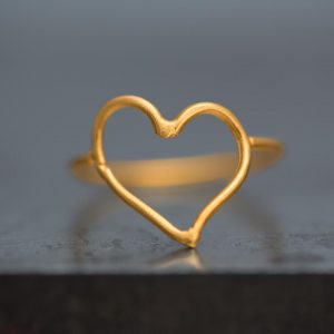 Χειροποίητο Ασημένιο Επίχρυσο Δαχτυλίδι Περίγραμμα Καρδιάς