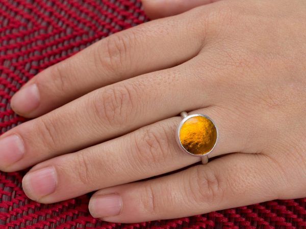 Χειροποίητο Ασημένιο Μικρό Δαχτυλίδι Κεχριμπαρί Παστίλια