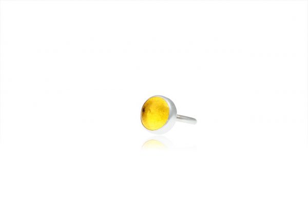 Χειροποίητο Ασημένιο Μικρό Δαχτυλίδι Κίτρινη Λεμονί Παστίλια