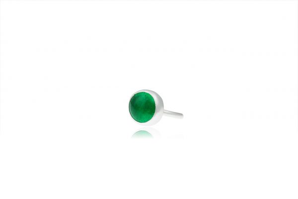 Χειροποίητο Ασημένιο Μικρό Δαχτυλίδι με Πράσινη του Σμαραγδιού Παστίλια