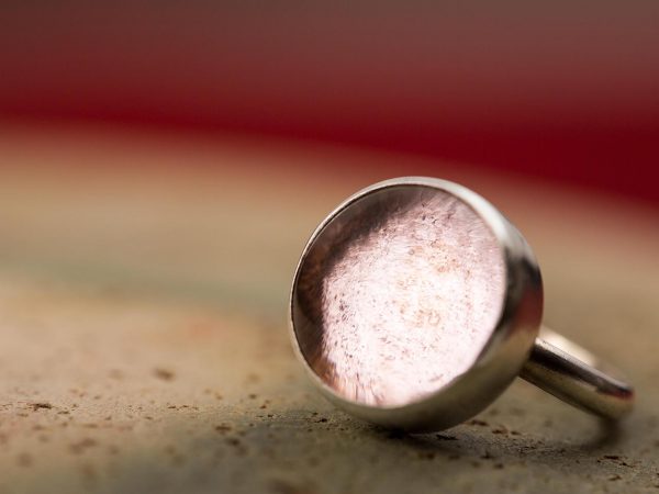 Χειροποίητο Ασημένιο Μικρό Δαχτυλίδι Ροζ Παστίλια