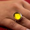Χειροποίητο Ασημένιο Μεγάλο Δαχτυλίδι Κίτρινη Λεμονί Παστίλια