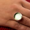 Χειροποίητo Ασημένιo Μεγάλο Δαχτυλίδι με Πράσινη Λαχανί Παστίλια