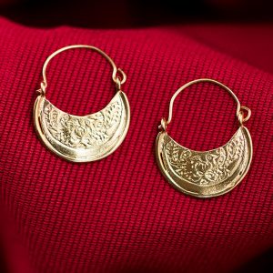 Hand Made Sterling Silver Gold Plated Two Birds Small Byzantine Hoops