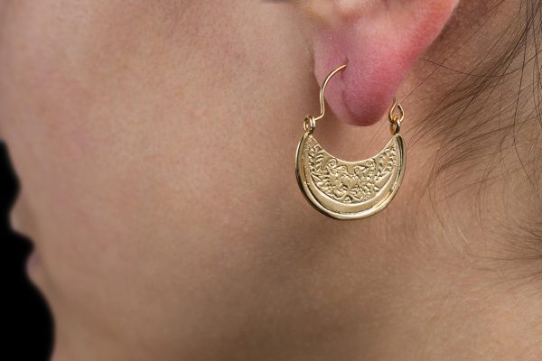 Hand Made Sterling Silver Gold Plated Two Birds Small Byzantine Hoops