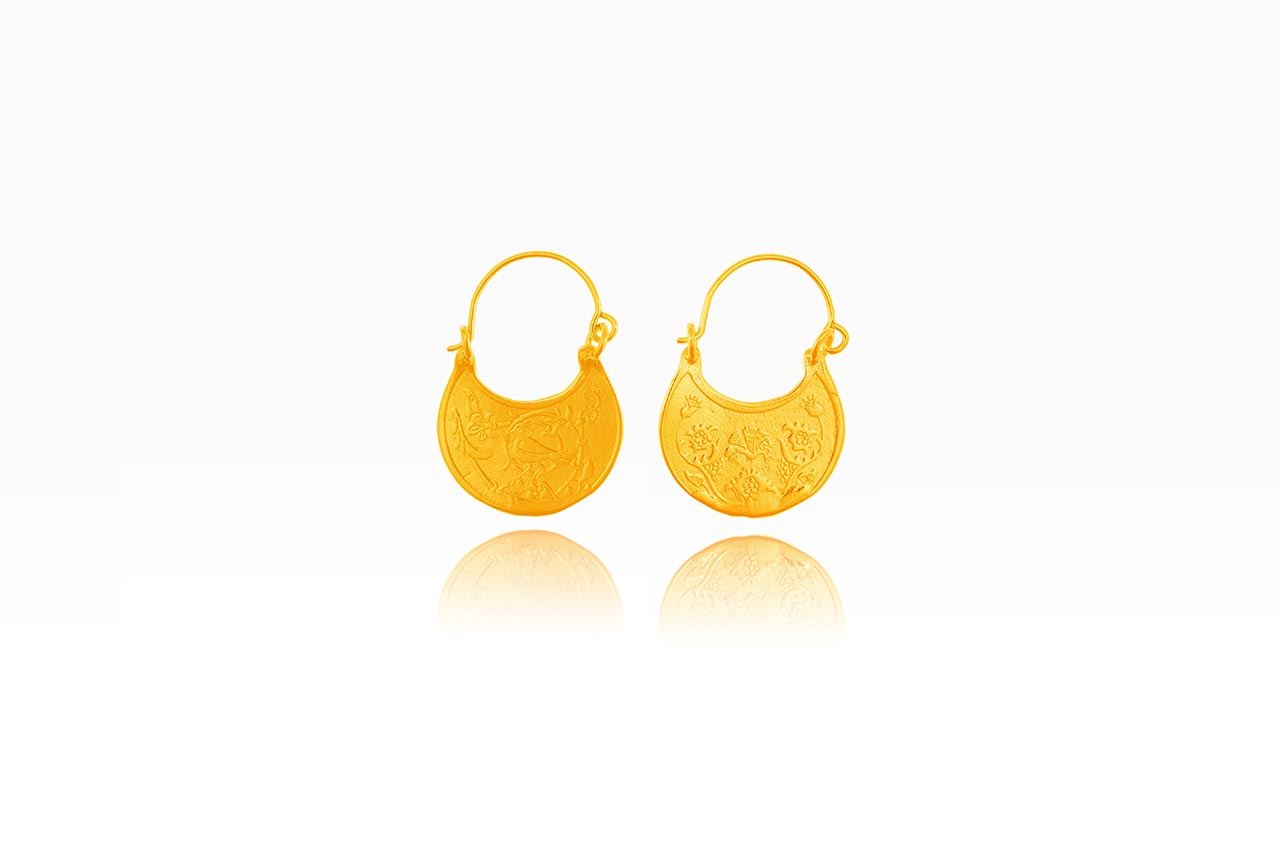 Χειροποίητοι Ασημένιοι Επίχρυσοι Βυζαντινοί Κρίκοι με Γαρύφαλλα και Πουλάκια Χειροποίητοι Ασημένιοι Επίχρυσοι Βυζαντινοί Κρίκοι με Γαρύφαλλα και Πουλάκια