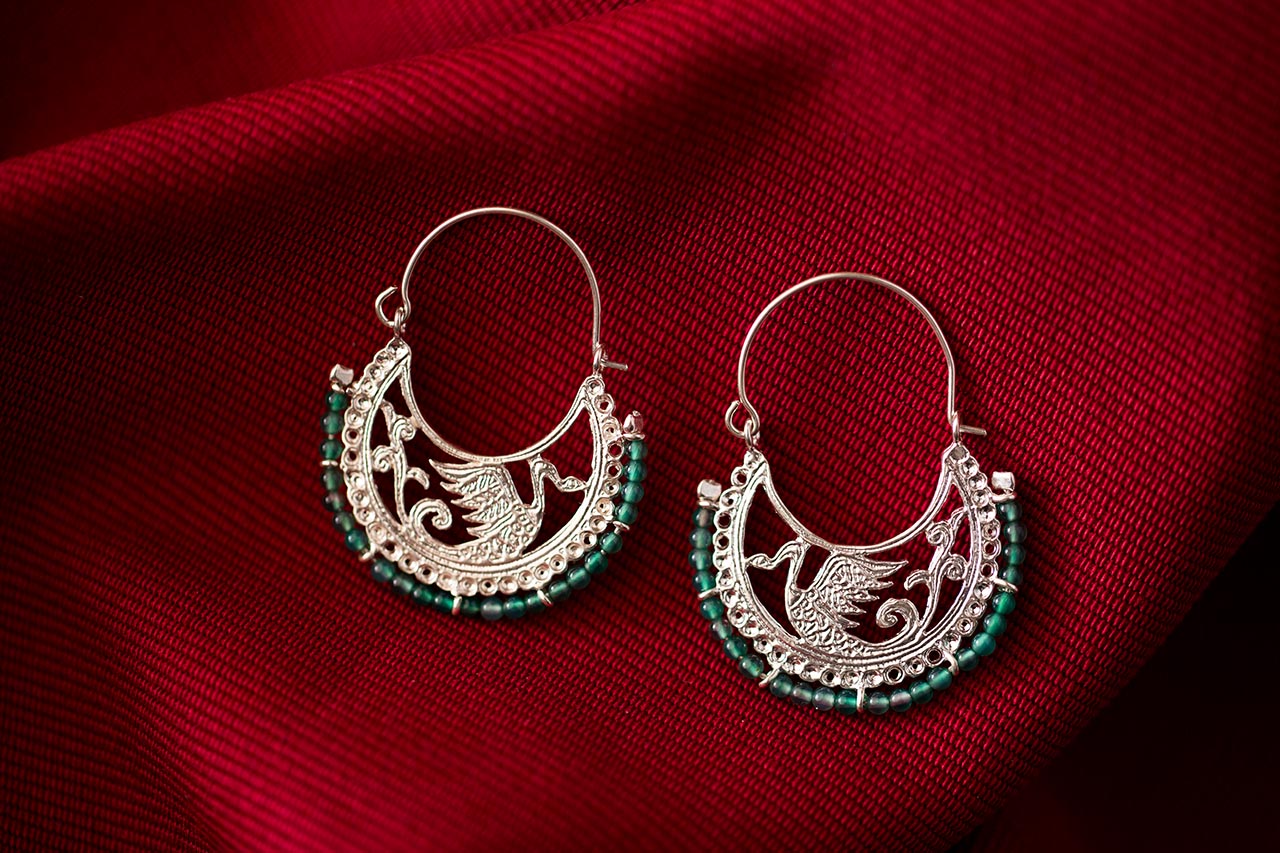 Ασημένιοι Χειροποίητοι Βυζαντινοί Κρίκοι με Κύκνους