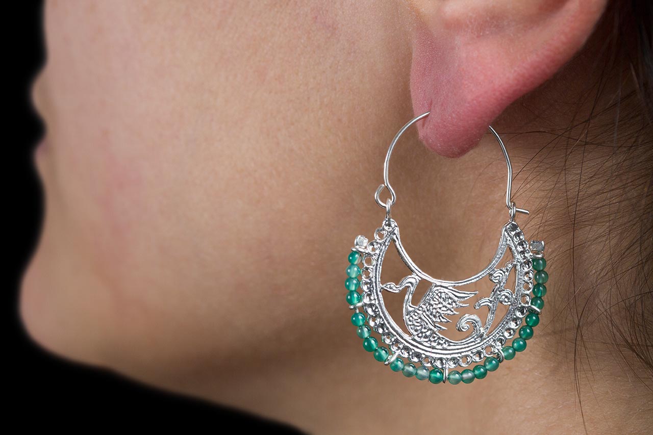 Ασημένιοι Χειροποίητοι Βυζαντινοί Κρίκοι με Κύκνους Ασημένιοι Χειροποίητοι Βυζαντινοί Κρίκοι με Κύκνους