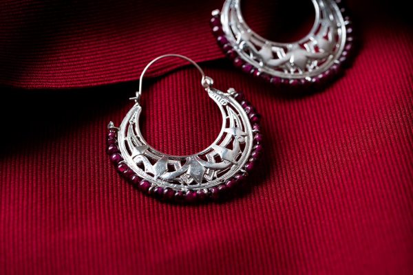 Hand Made Sterling Silver Art Deco Byzantine Hoops