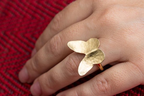 Χειροποίητο Ασημένιο Σφυρήλατο Δαχτυλίδι Μικρή Πεταλούδα